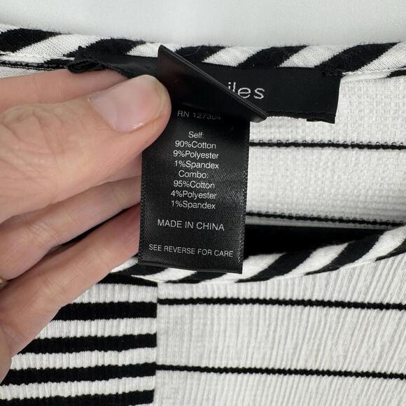 Ali Miles top PL black white stripe tunic artsy work office career business - Picture 5 of 6
